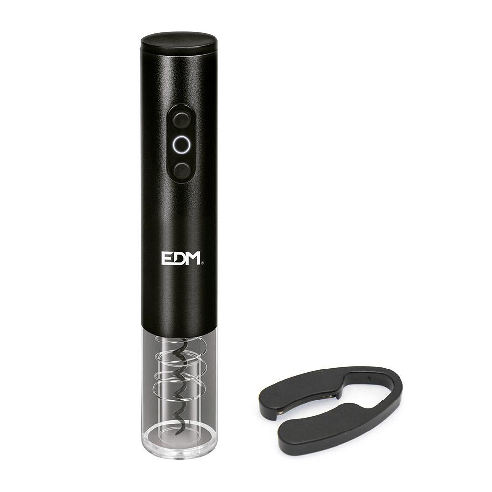 Edm Sacacorchos Eléctrico para Vino con Iluminación LED Azul, Abre hasta 90 Botellas, Incluye Cortador para Film Protector