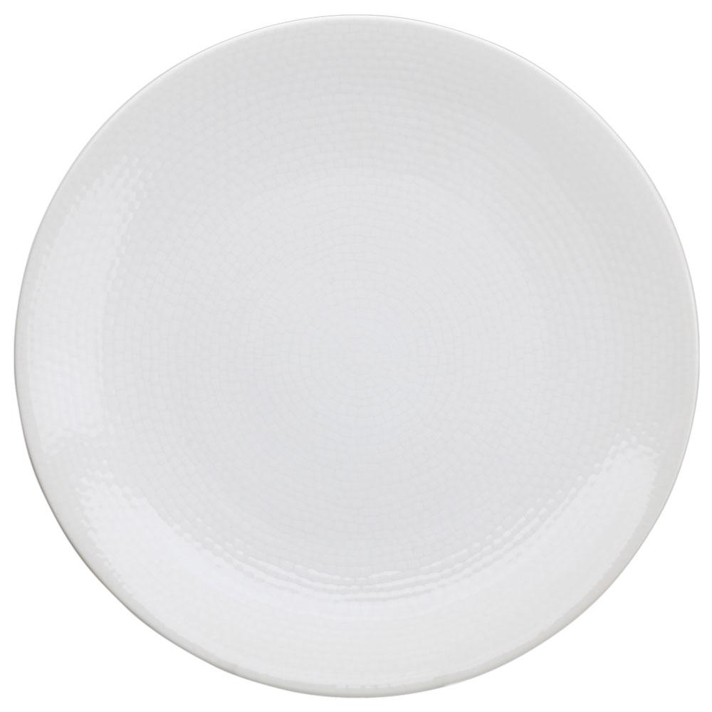 Avet Fuente Redonda 31 cm Lohan White Blanca Rota Brillante con Sutil Relieve de Adoquines