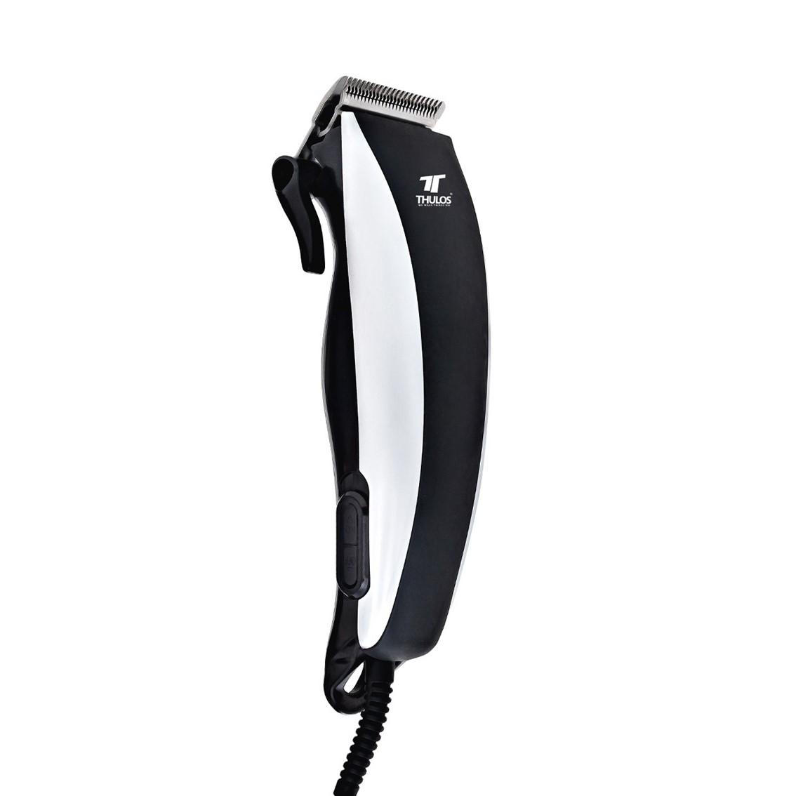 Thulos Cortapelos TH-CP1352 - Recortadora de Pelo con Accesorios, Cuchilla Acero Inoxidable, 4 Guías, Peine, Tijeras, 10W