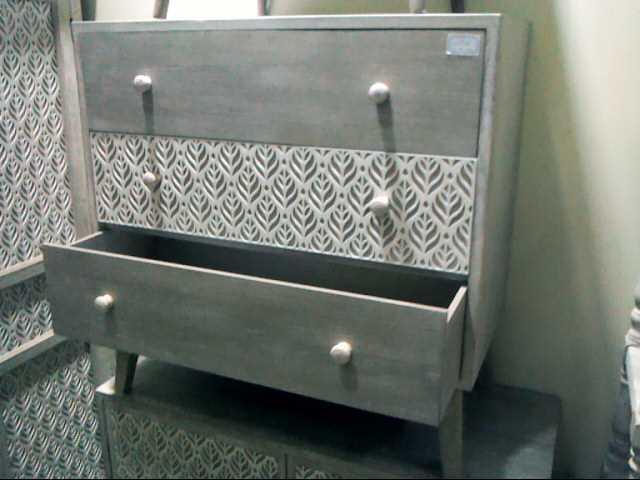 DKD Home Decor Cómoda de Madera de Paulownia con 3 Cajones, Colores Natural y Blanco, Diseño Hoja - Mueble de Almacenaje para Dormitorio, 80x42x80 cm