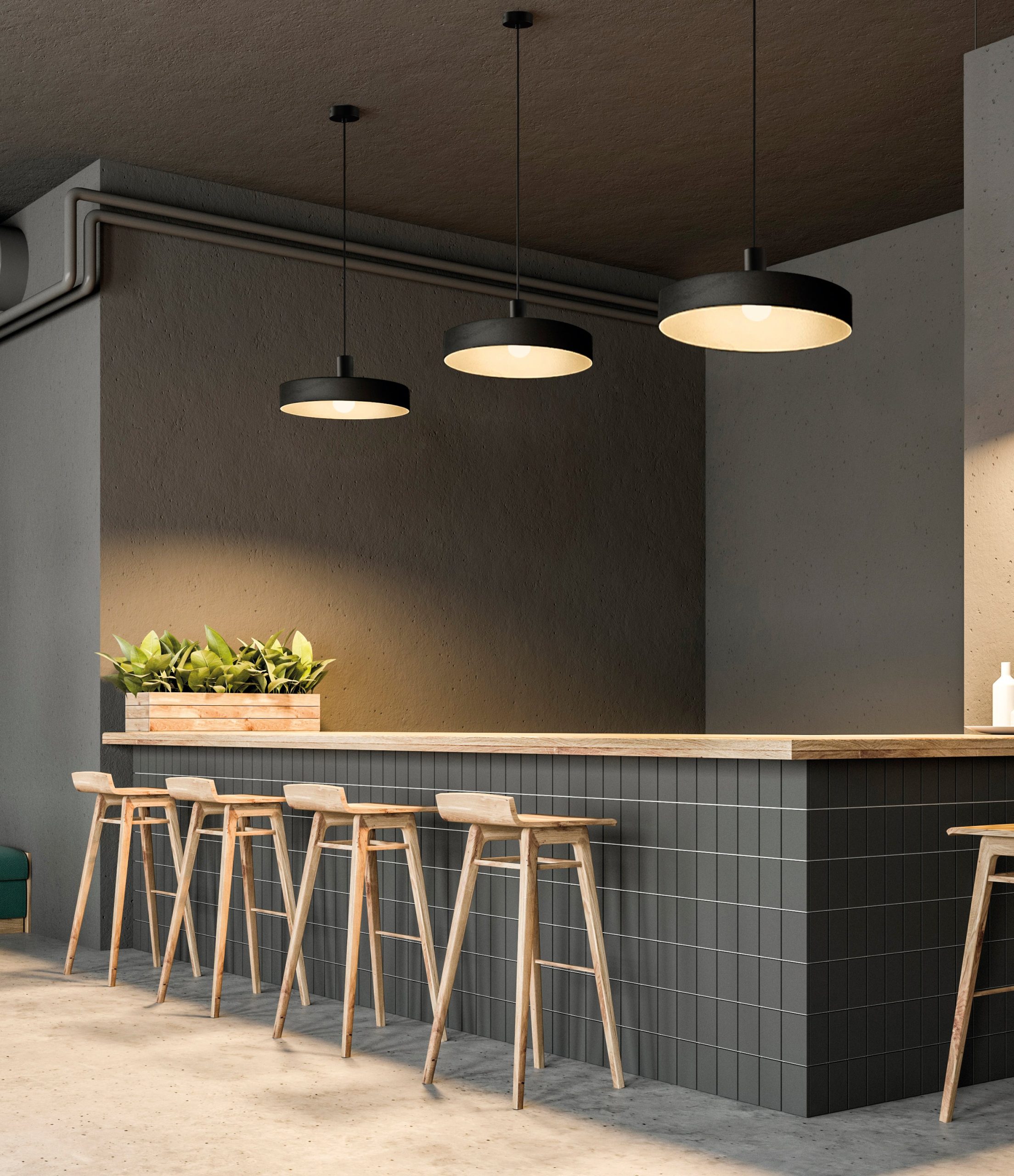 ACB Jarvis Lámpara de techo colgante 3708/30 Negro Text., Kit Blanco Text., LED E27 15W, C3708081N