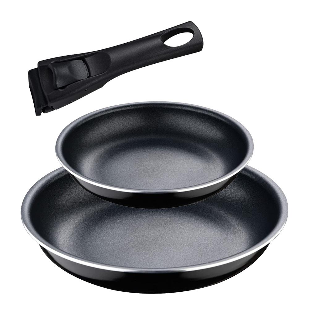 Bergner Set 2 Sartenes Click & Cook Ø20/Ø26 cm - Antiadherente, Apto Inducción, Aluminio Prensado - Bg-31605-bk