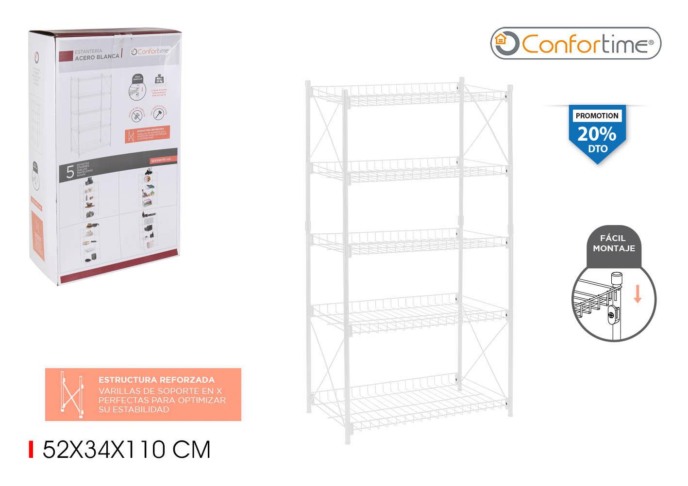 Confortime Estantería de Metal 5 Niveles 52 x 34 x 110 cm (2 Unidades)