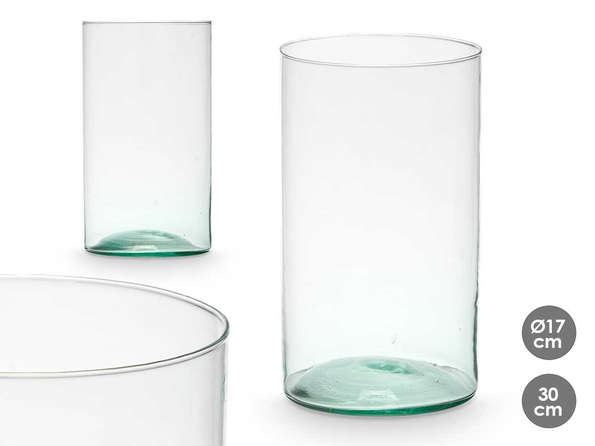 Giftdecor Jarrón de Vidrio Reciclado Cilindro Transparente 17x30 cm (4 Unidades)