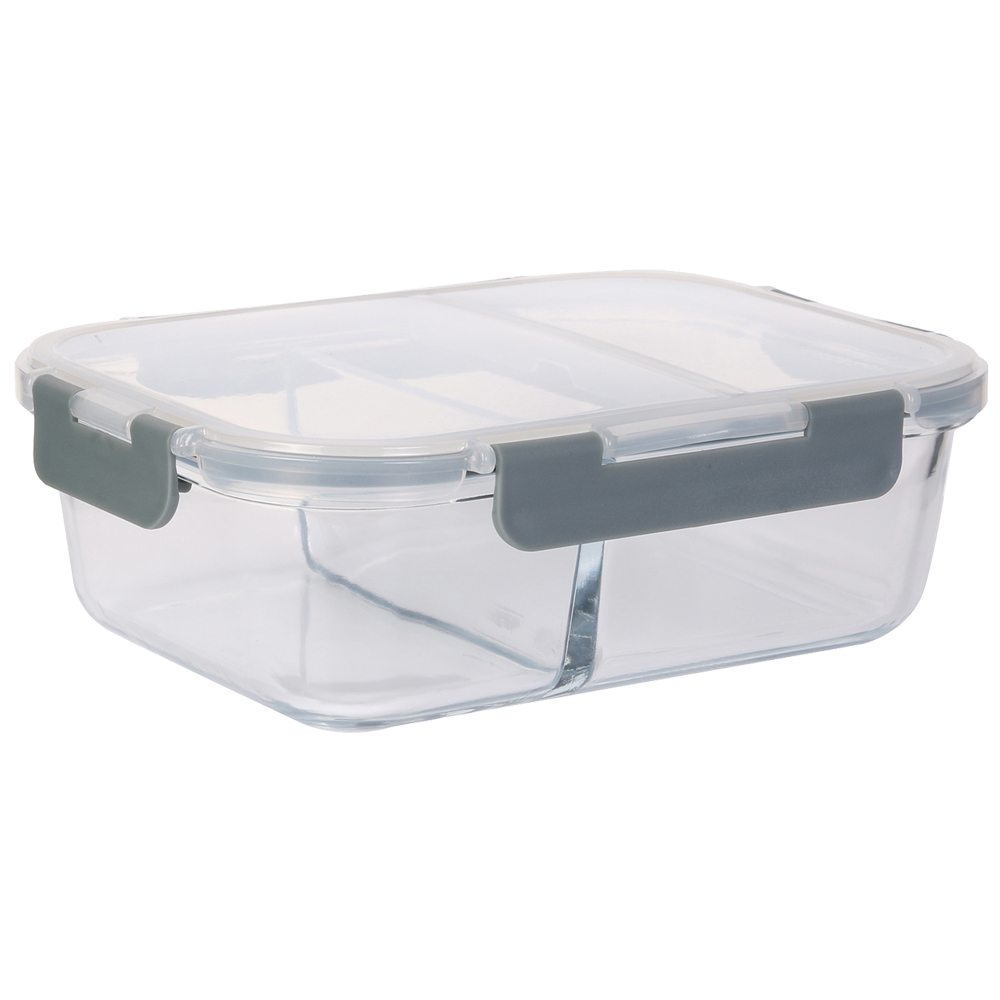 Cook Concept Recipiente Hermético de Vidrio Borosilicado con 2 Compartimentos 0.3L y 0.5L, Apto Lavavajillas, Horno y Microondas