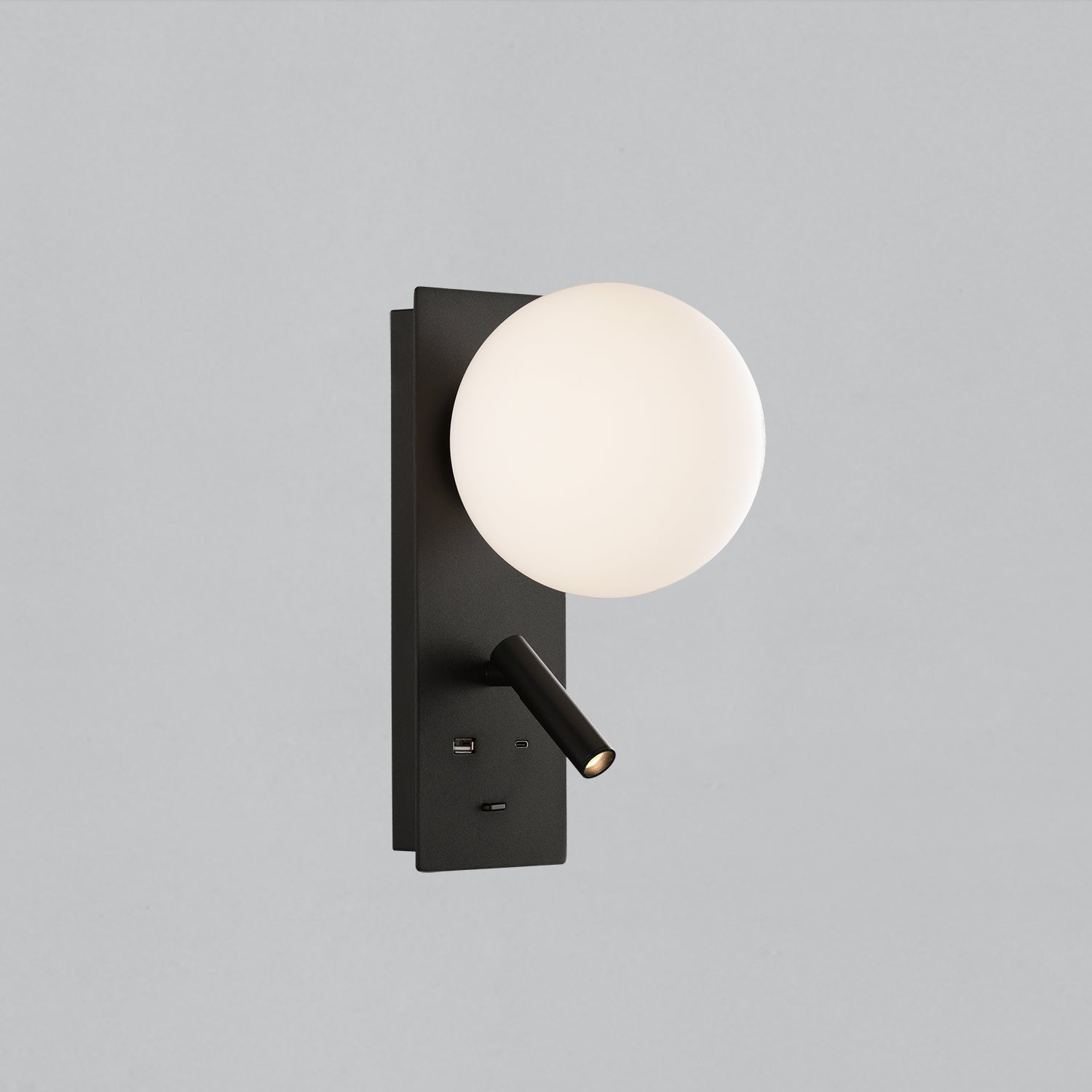 ACB Kin Aplique 16/8169 negro /opal LED + LED orientable, USB, USBC A8169290N