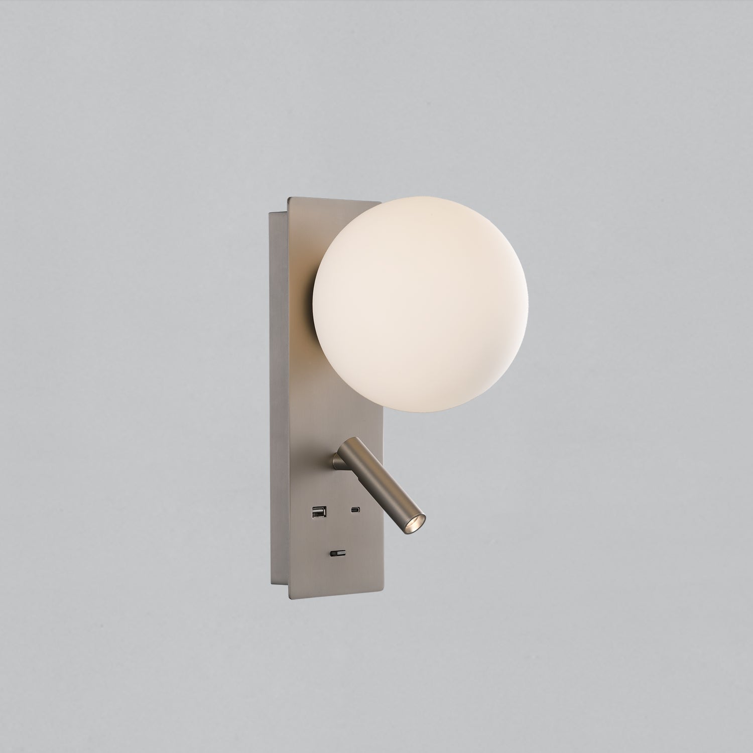 ACB Kin Aplique 16/8169 níquel mate/opal LED + LED orientable, USB, USBC A8169290NM