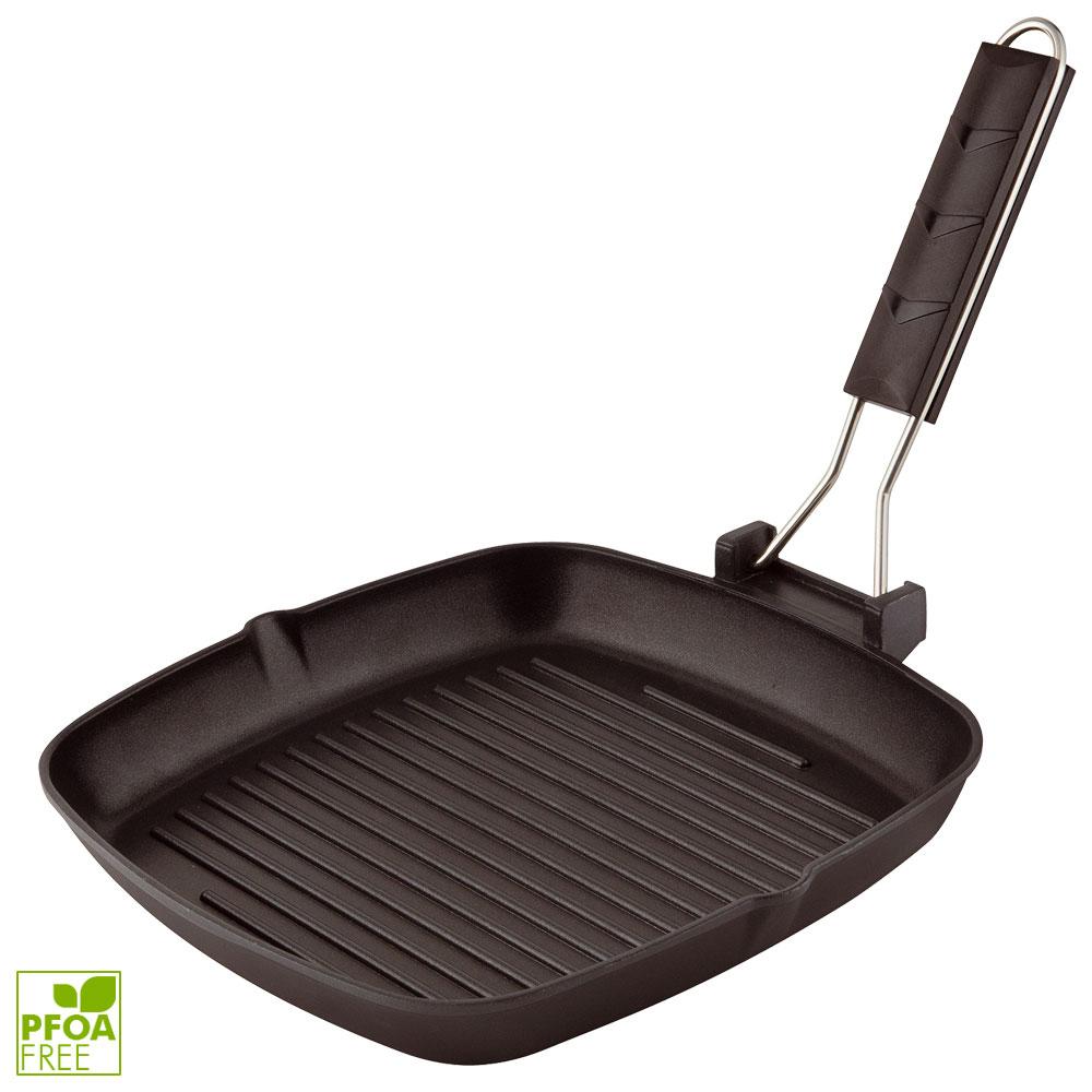 1946 Sartén Grill 26x26 cm Aluminio Fundido a Presión Antiadherente Inducción Plegable Apta Todo Tipo de Cocinas PFOA Free