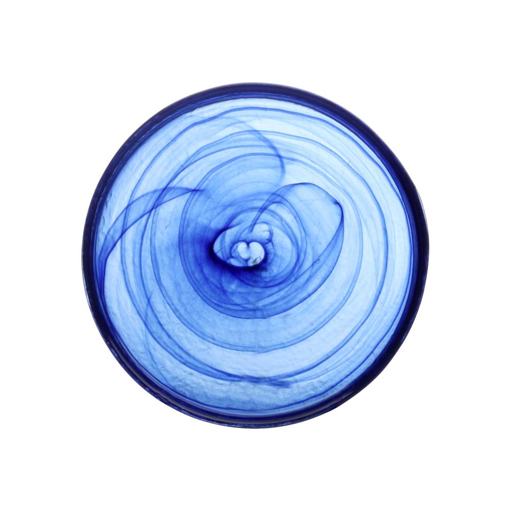 Avet Plato Redondo Azul Índigo con Efecto Alabastro, Relieve y Ala Vertical, Diámetro 19,5 cm, Colección Blue (6 Unidades)