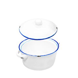 SUMMA Alacena Azul Cazuelita con Tapa 13 cm - Porcelana Marfil y Azul (2 Unidades)