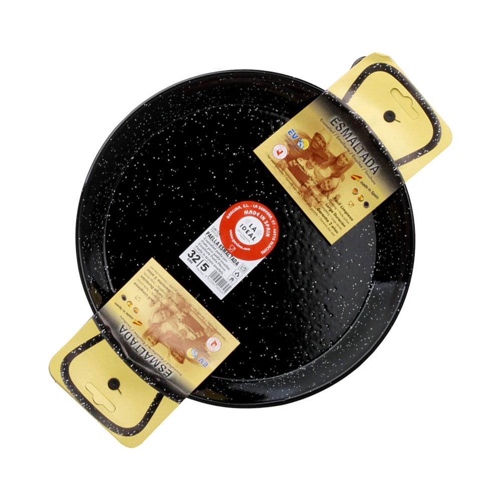 Garcima Paellera Esmaltada La Ideal 32 cm, para 5 Raciones, Vitrificada Antiácido, Apta Gas, Leña y Horno (Pack 6 Unidades)
