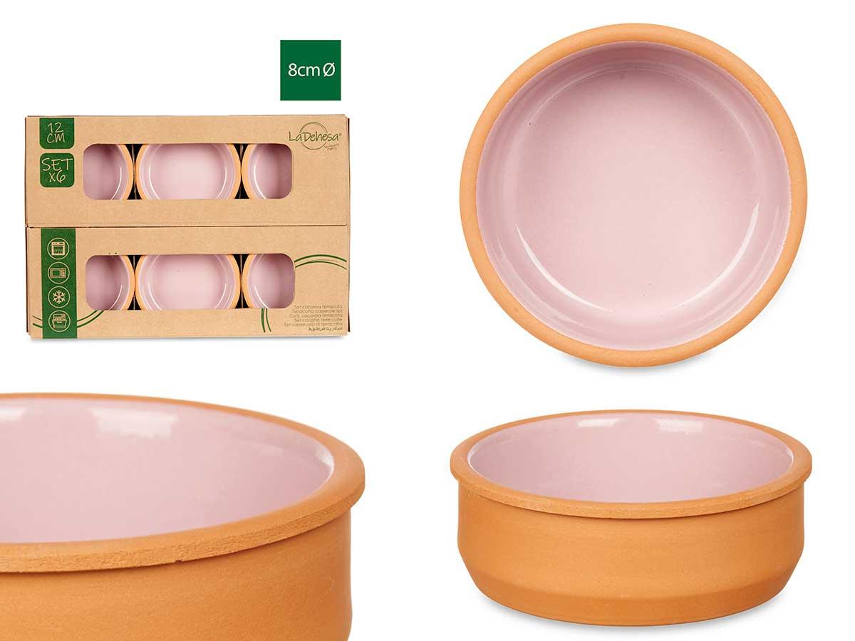 La Dehesa - Set de 6 Cazuelas de Barro Rosa 12 cm (8 Unidades)