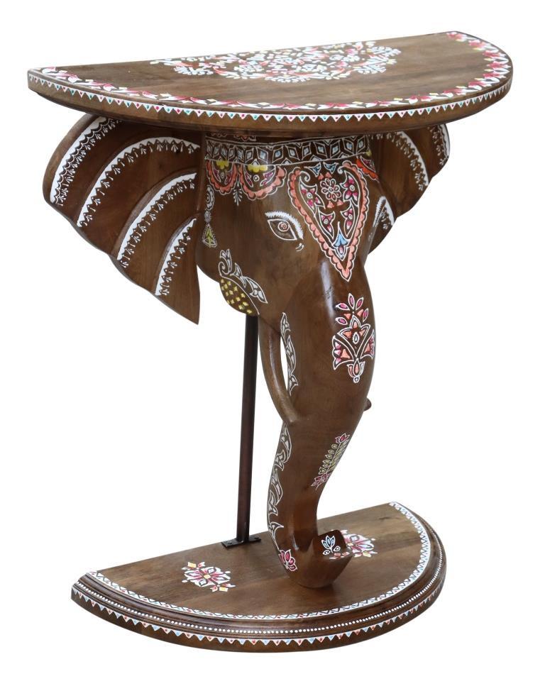 DKD Home Decor Consola Indio de Mango Multicolor con Elefante 34 x 78 x 68 cm