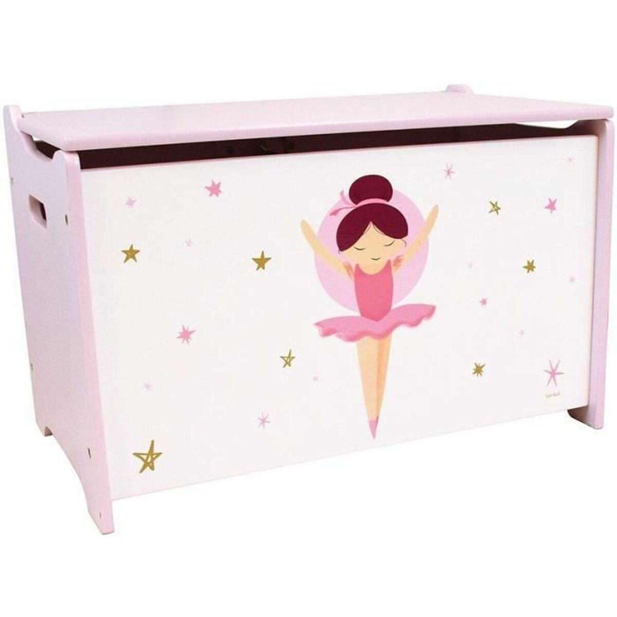 Fun House AUC3700057134815 Caja de madera temática Bailarina para almacenamiento infantil - H.40 x L.58 x D.36 cm