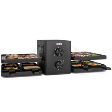 Princess 162660 Raclette Purify con Sistema de Purificación de Aire Integrado, 1500W, 8 Personas, Placas Cerámicas Plegable