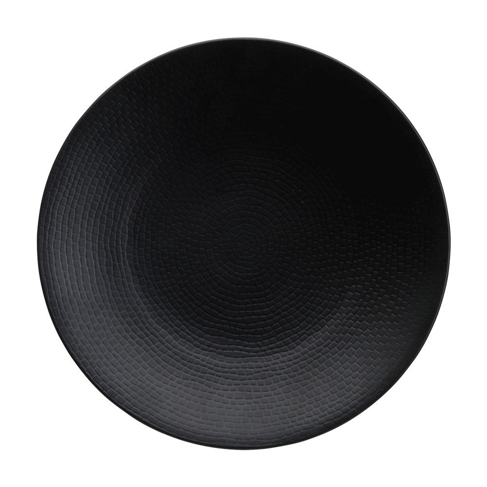 Avet Plato Llano Negro Colección Lohan Black 27,5 cm - Juego de 6 Unidades con Relieve Adoquines y Acabado Semimate