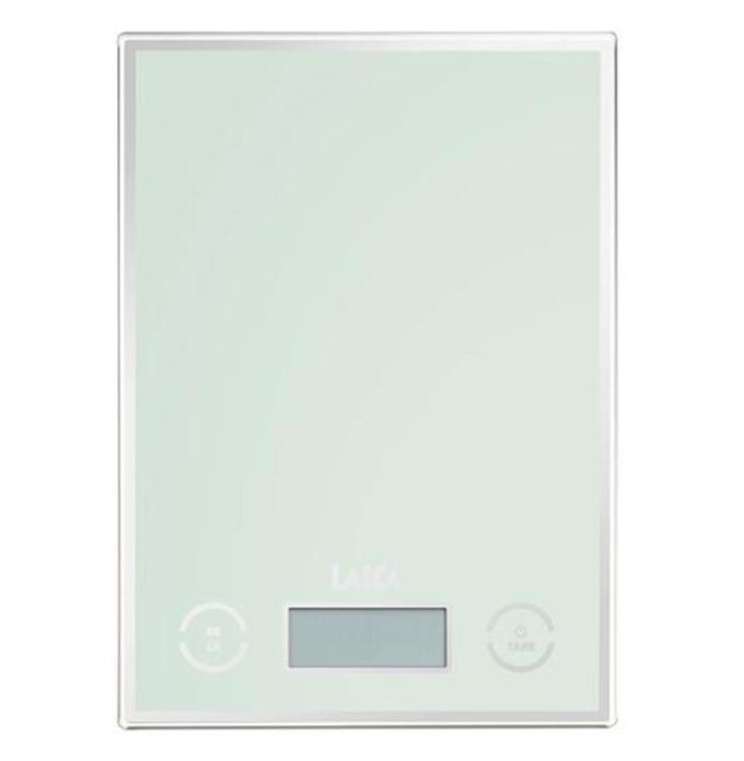 Laica KS1050W Báscula de Cocina Electrónica Digital de Alta Precisión 1g, con Capacidad de 5kg y Plataforma de Vidrio Templado