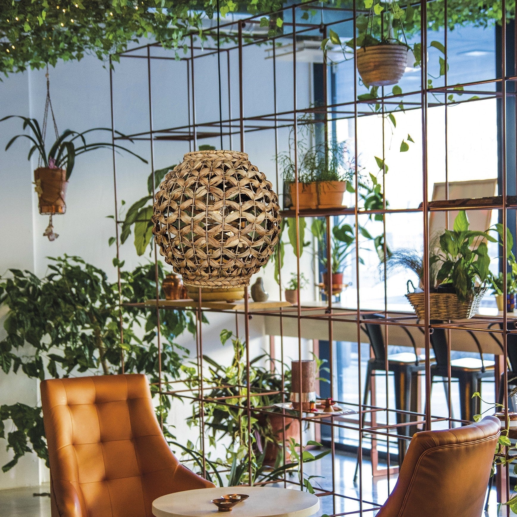 ACB Lennis Lámpara de techo colgante 3928/30 Fibra Natural, Kit Neg. Text., LED E27 15W, C3928082NA