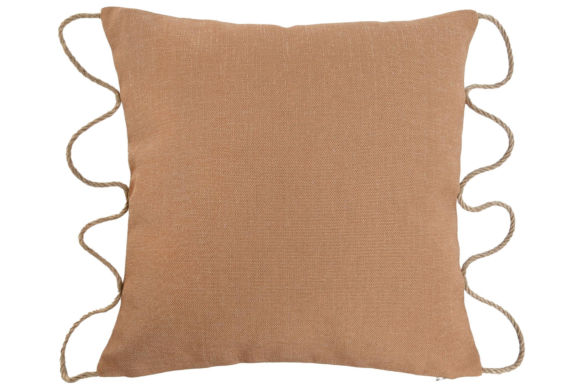 DKD Home Decor Cojín Tropical Mostaza de Poliéster y Yute 45x45x15 cm con Cremallera. Colección Terracotta chic 23 (Pack de 2)