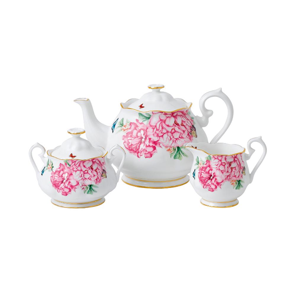 Royal Albert Juego de Té 3 Piezas: Tetera, Lechera y Azucarero Colección Miranda Kerr