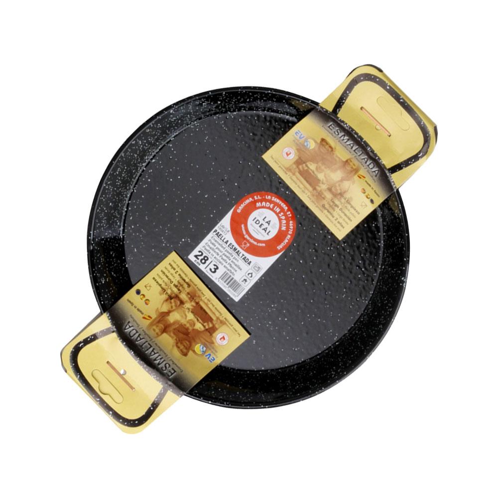 Garcima La Ideal Paellera Esmaltada Antiácido 28 cm para 3 Raciones, Apta Gas, Leña y Horno (Pack 6 Unidades)
