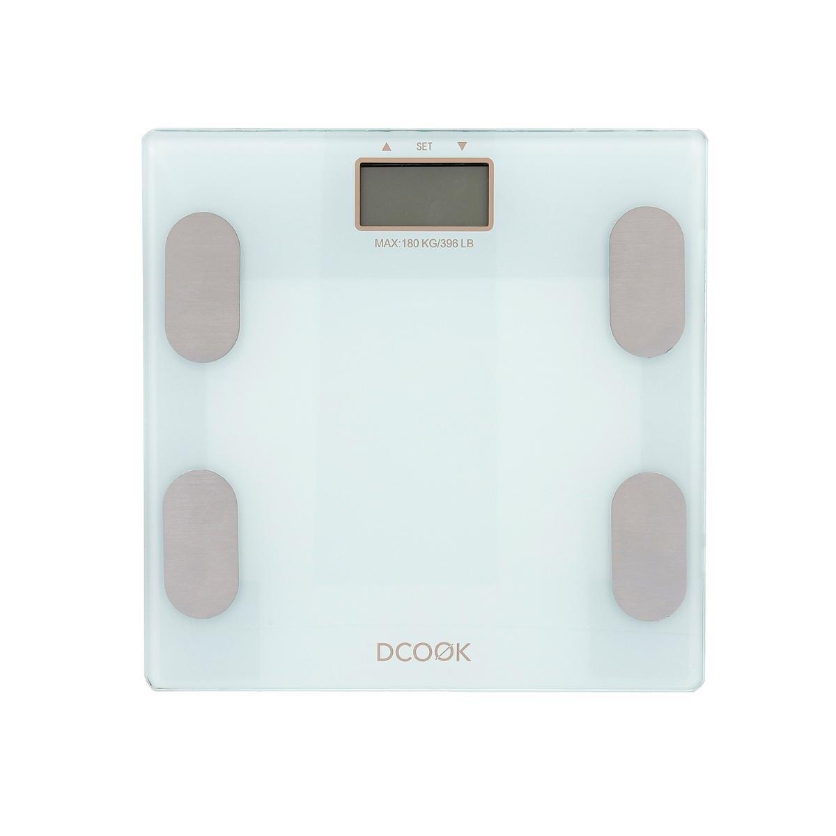 DCook Báscula Gallery Grasa y Agua Corporal, 180 kg, 10 Perfiles de Usuario, Display LCD Extragrande - Pack 6 Unidades