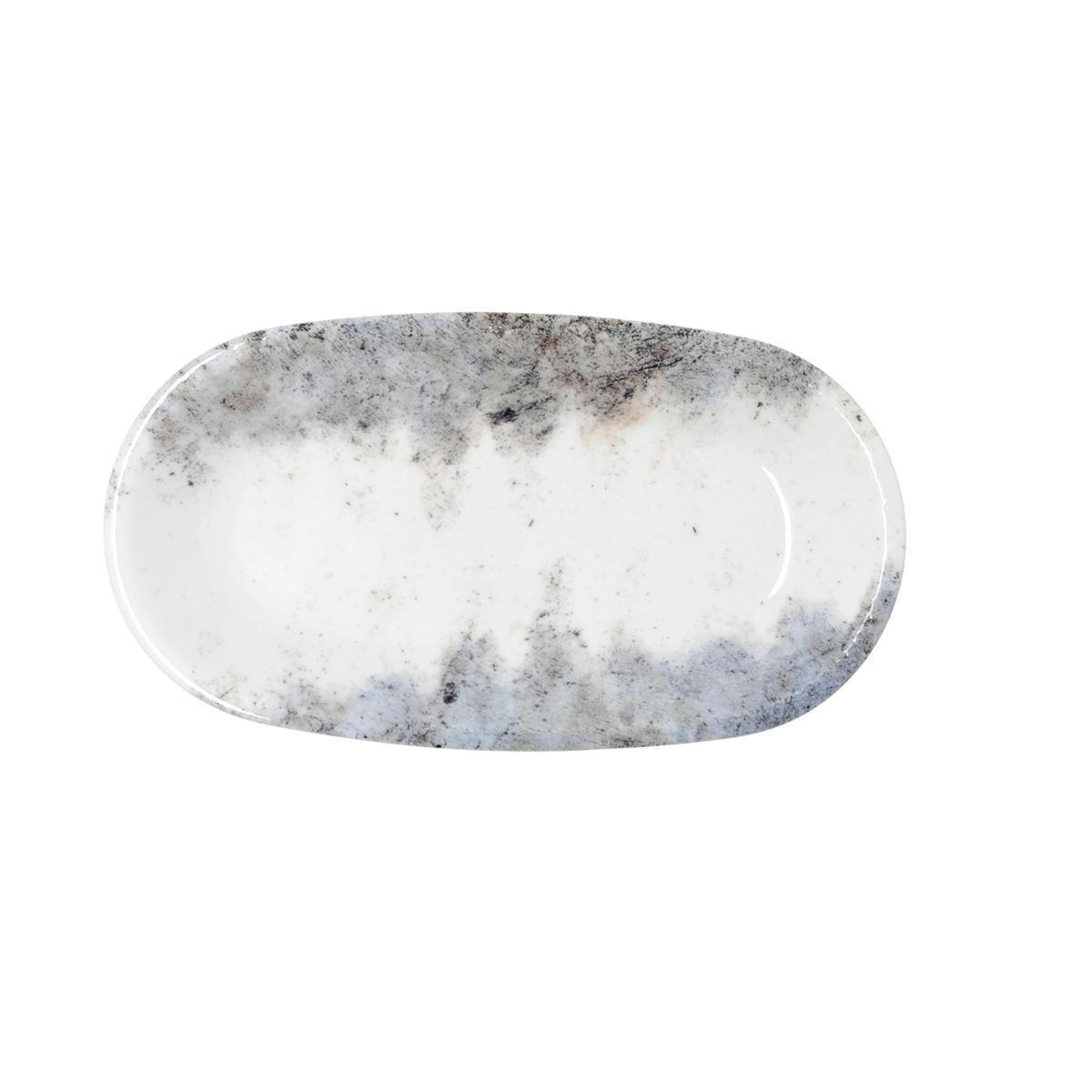 Bidasoa Bandeja Oval Polaris Hydrozero de Porcelana, 26x14,5 cm, Beige Brillante, Apilable y Resistente (6 Unidades)