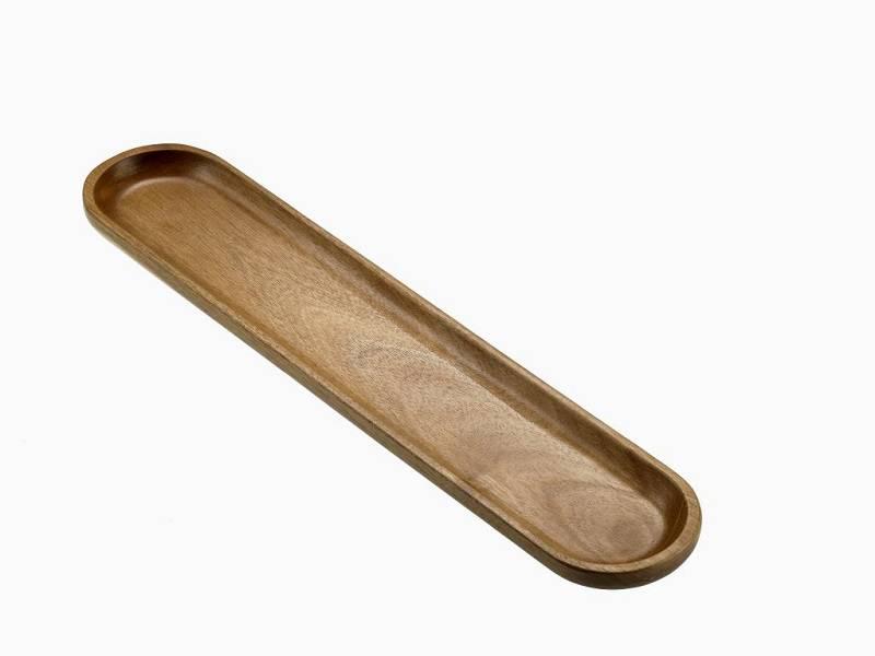 Leone Bandeja Rectangular de Madera de Acacia para Servicio 60x12x3 cm