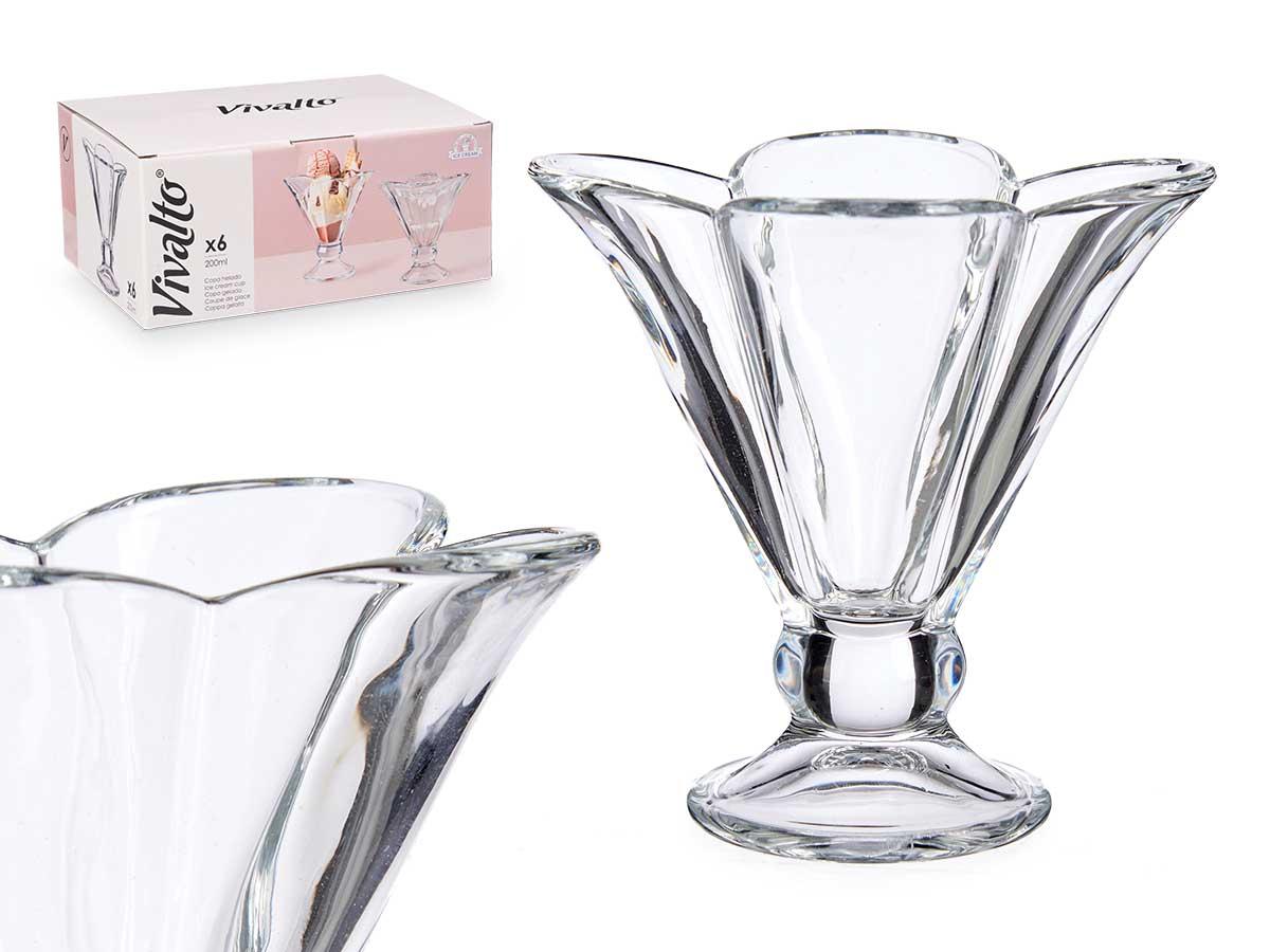 Vivalto Copa Helado Forma Flor 200 ml Cristal 10.5x12x10.5 cm (48 Unidades)
