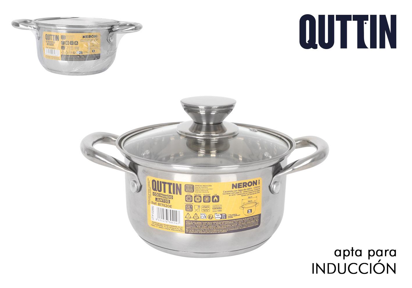 Inde Cacerola de Acero con Tapa para Inducción 16 cm (2 L) (6 Unidades)