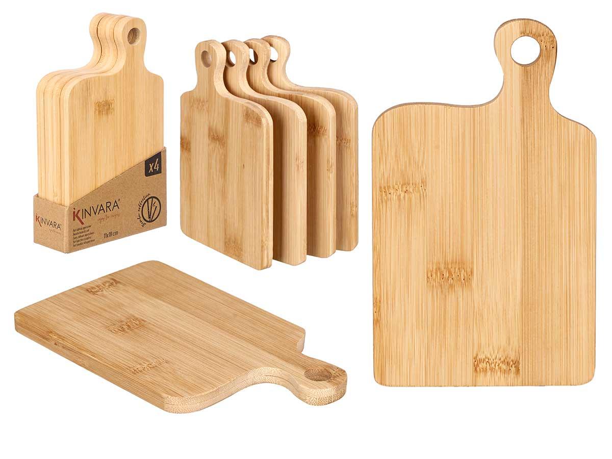 Kinvara Set de 4 Tablas de Bambú 18.5 x 11.5 cm (12 Unidades)