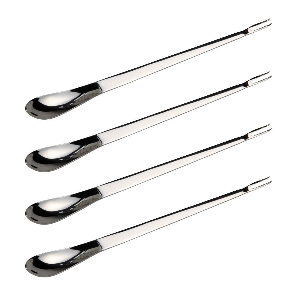 Juego de 4 Cucharas para Marisco con Punta Doble (Tenedor y Cuchara) para Extracción de Carne de Crustáceos Modelo 1946