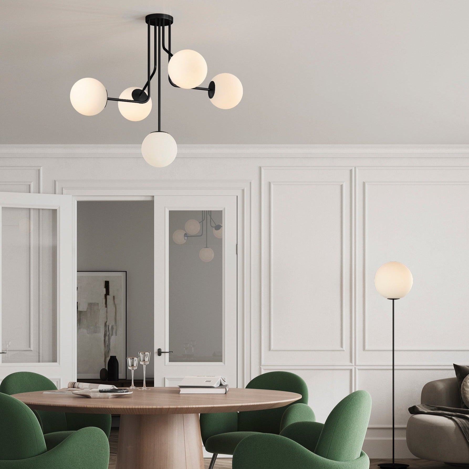 ACB Parma Lámpara colgante LED negro opal E27 5x Ø4,5cm C3946280N