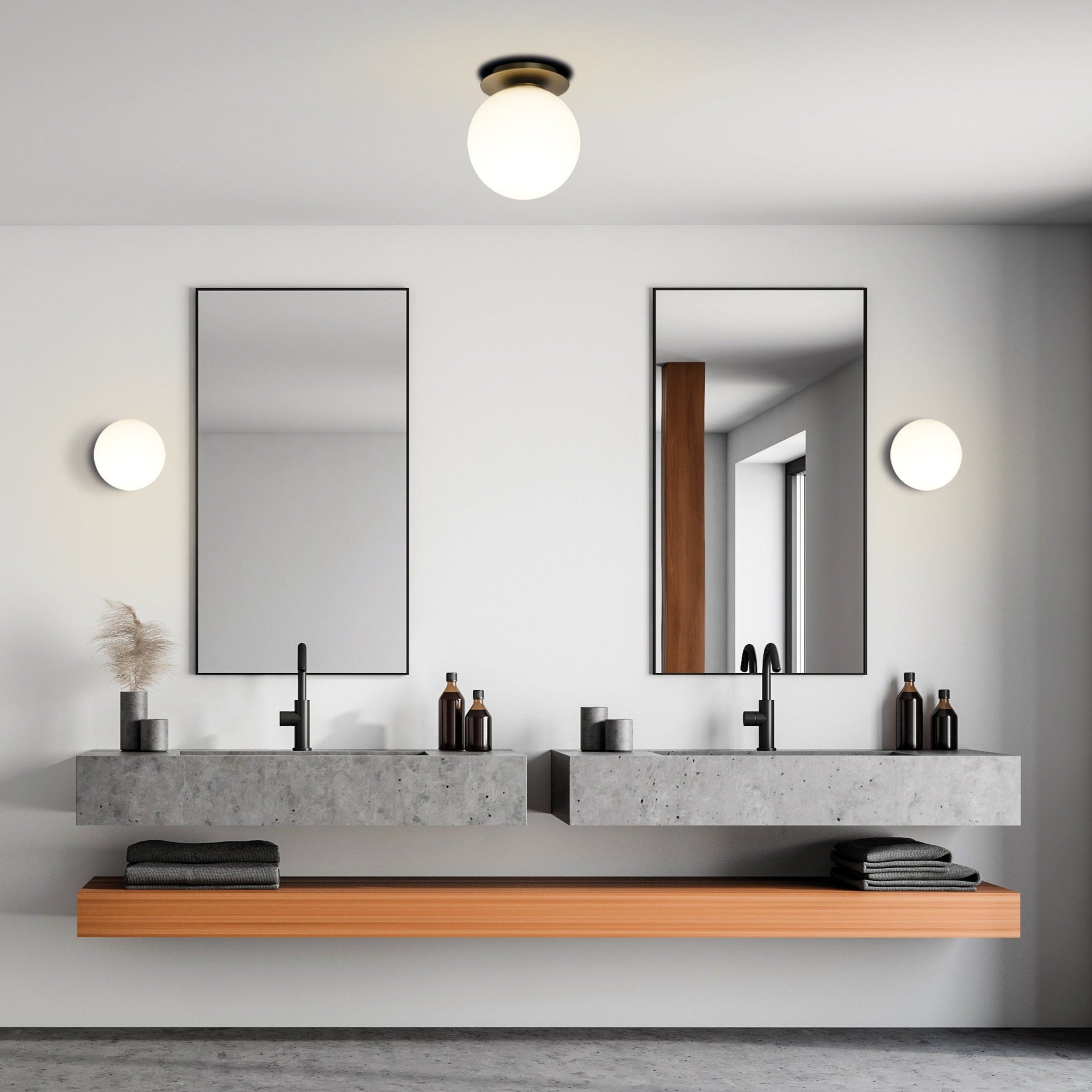 ACB Parma Plafón 3946/18 IP Opal/Negro Mate, LED E27 15W, I IP44, (E27 max. Ø45 mm) P3946080N