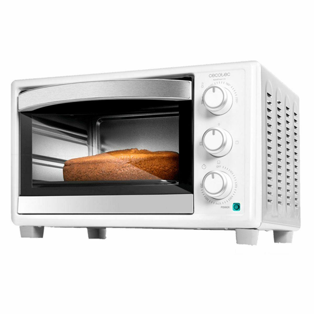 Cecotec Bake&Toast 2300 Horno de Sobremesa Eléctrico 23 L 1500 W con Grill, Temporizador 60 Min y Puerta Doble Cristal Blanco