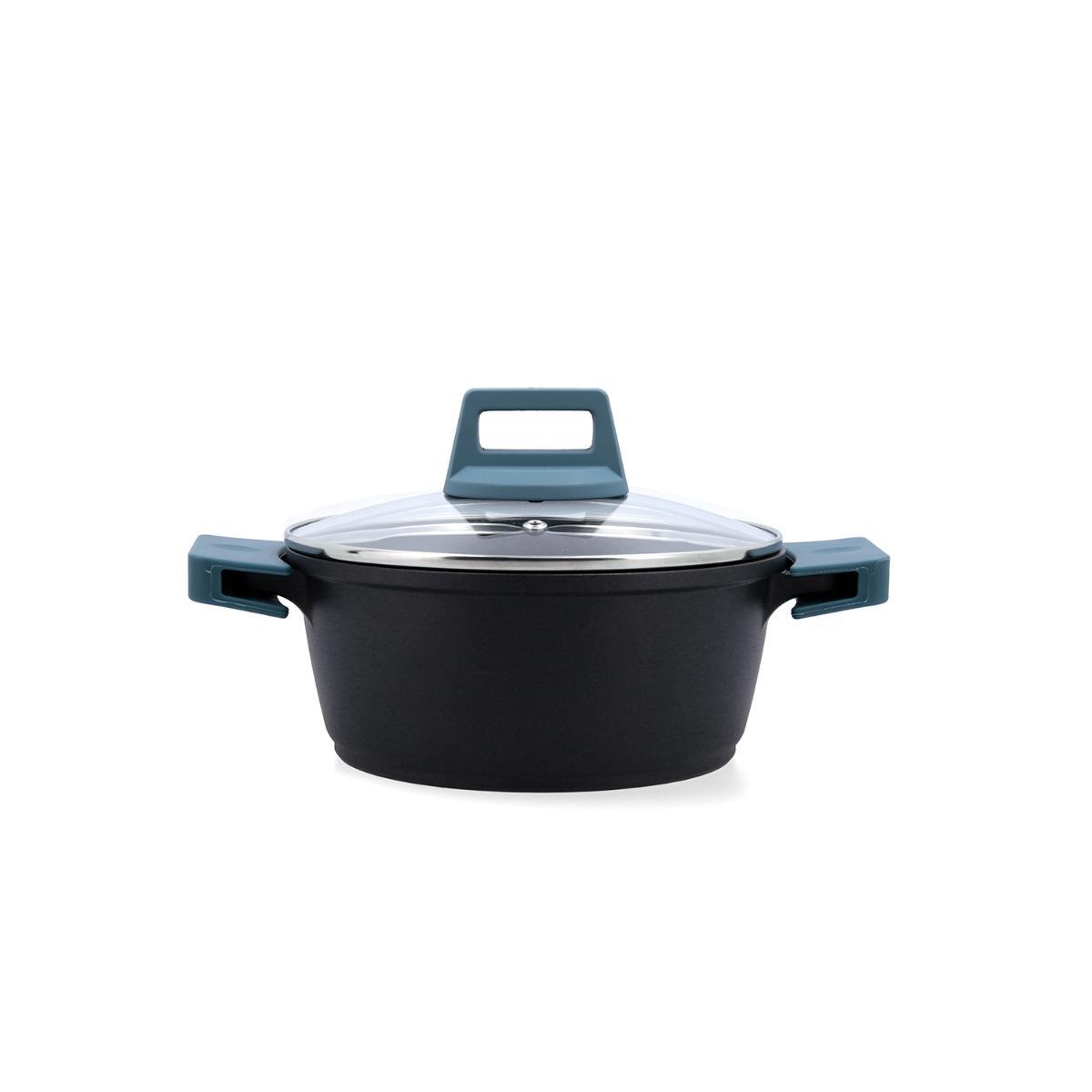 Quid Cacerola Confort Aluminio Fundido Azul 20 cm - 2.2 L | 2 Capas Antiadherente | Apta Inducción y Todas las Cocinas