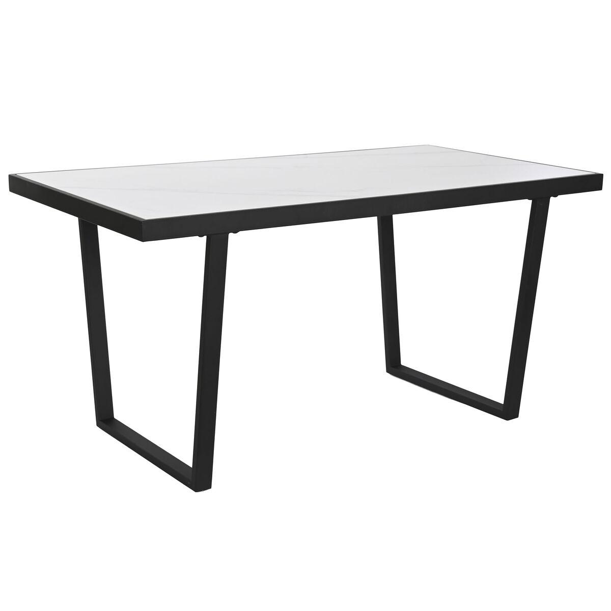 DKD Home Decor Mesa Comedor Urban de Metal y Cerámica Negro/Blanco, Desmontable, 150 x 80 x 75 cm