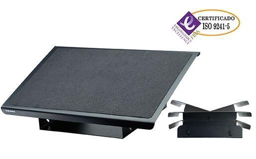 Fellowes Reposapiés ergonómico metálico ajustable 3 alturas: 105, 120, 135 mm, superficie masaje, base antideslizante, negro