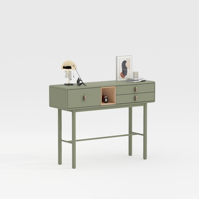 DKD Home Decor Consola Urban Verde 120x35x90 cm, Mesa de Pasillo y Entrada para Recibidor, Mueble Auxiliar MDF y PU