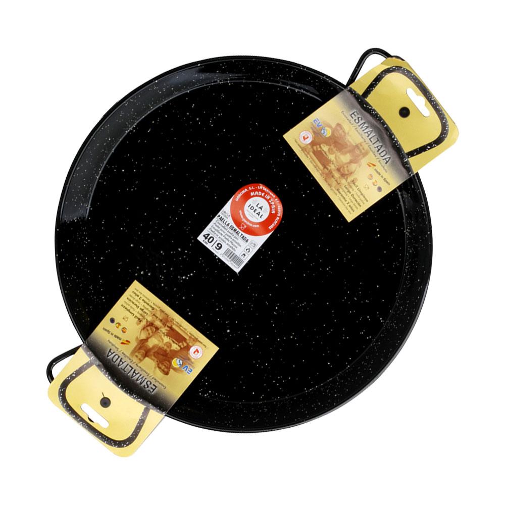 Garcima Paellera Esmaltada Vitrificada Antiácido La Ideal 40 cm para 9 Raciones, Apta Gas, Leña y Horno (Pack 6 Unidades)