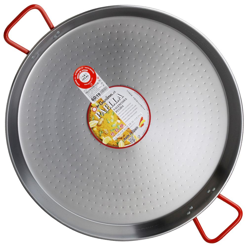 Garcima Paellera La Ideal Valenciana de Acero Pulido 60 cm (19 Raciones) para Gas y Leña - Pack 4 Unidades