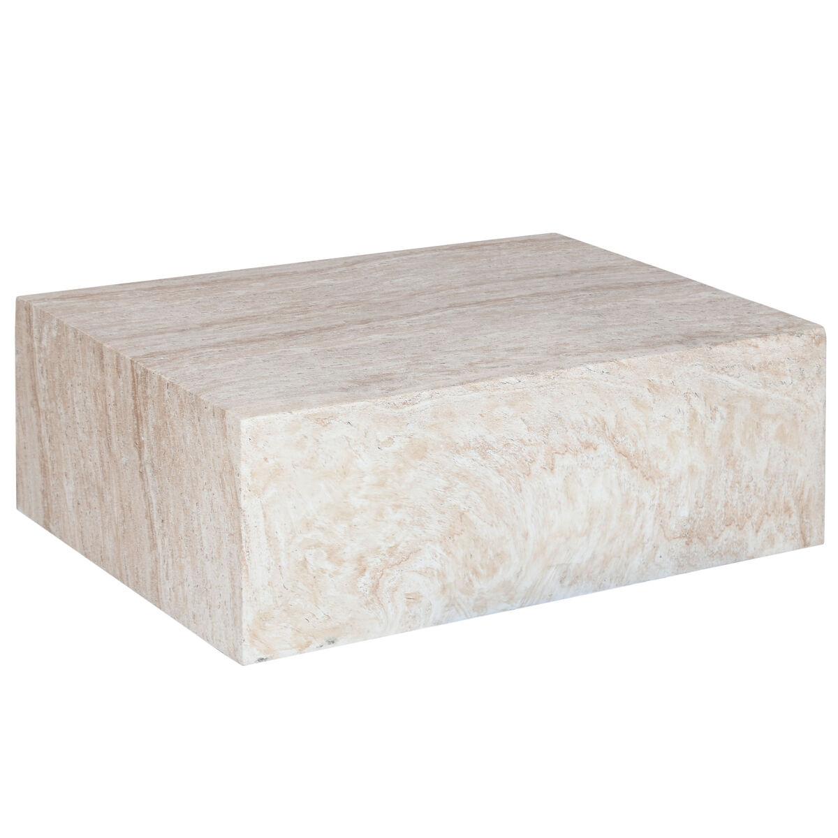 DKD Home Decor Mesa Centro Neoclásico Simil Travertine de Fibra vidrio, Largo 60 cm, Ancho 90 cm, Alto 30 cm