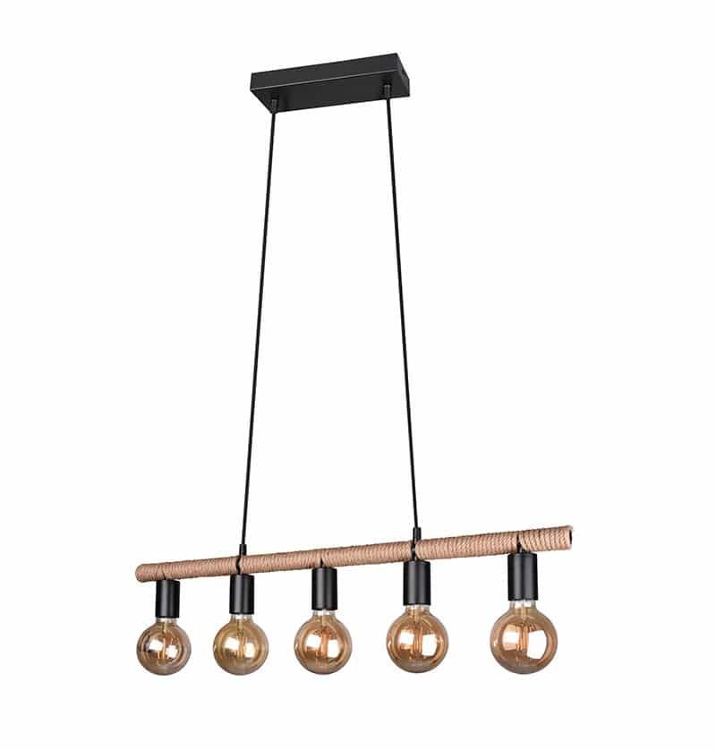 Trio Einar Lámpara colgante de metal estera negra R30605032