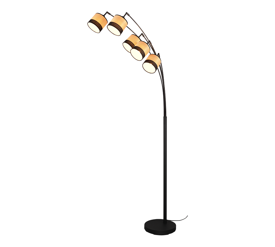 Trio Bolzano lámpara de pie metal estera negra R41665032