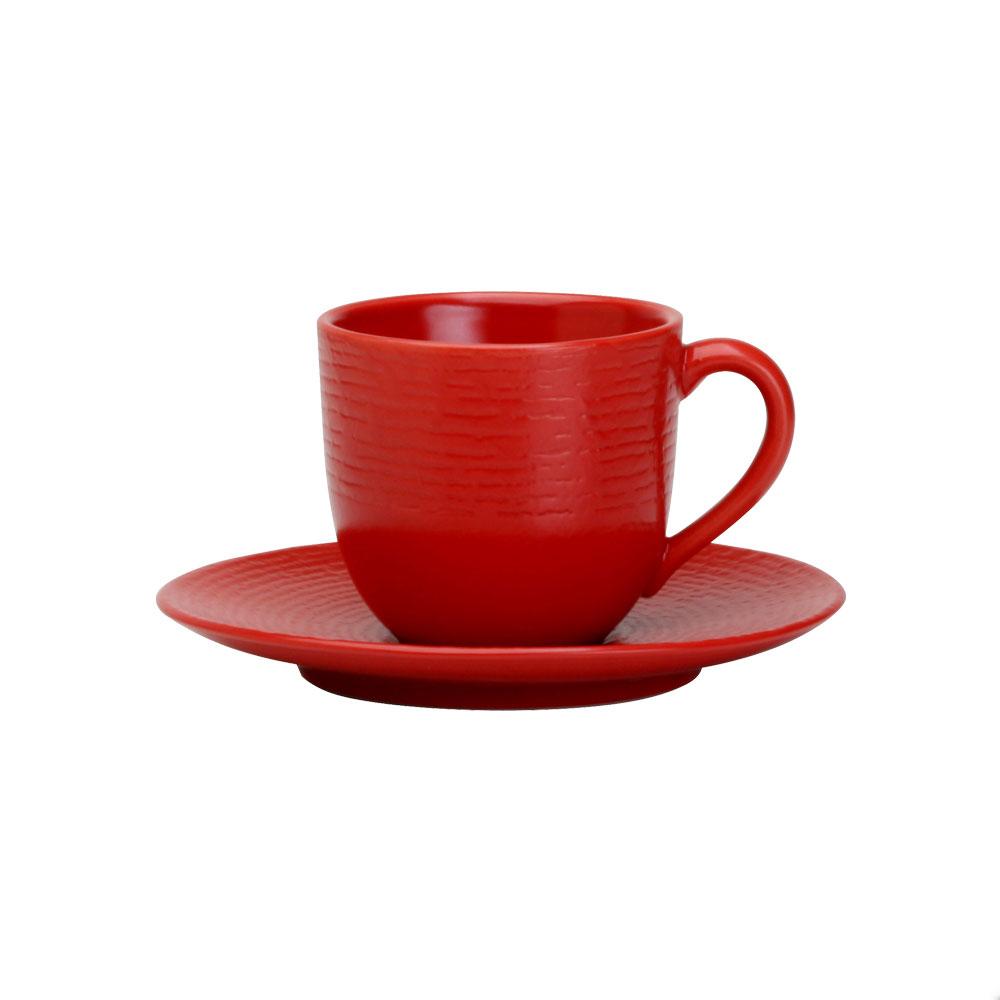 Avet Taza de Café con Plato, Juego de 6 piezas, Colección Artist Red, 120 ml