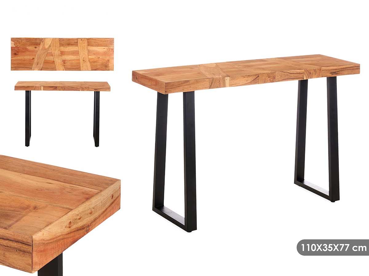 Giftdecor Mesa de Recibidor de Madera Trama, 110x35x77 cm, Color Marrón y Negro