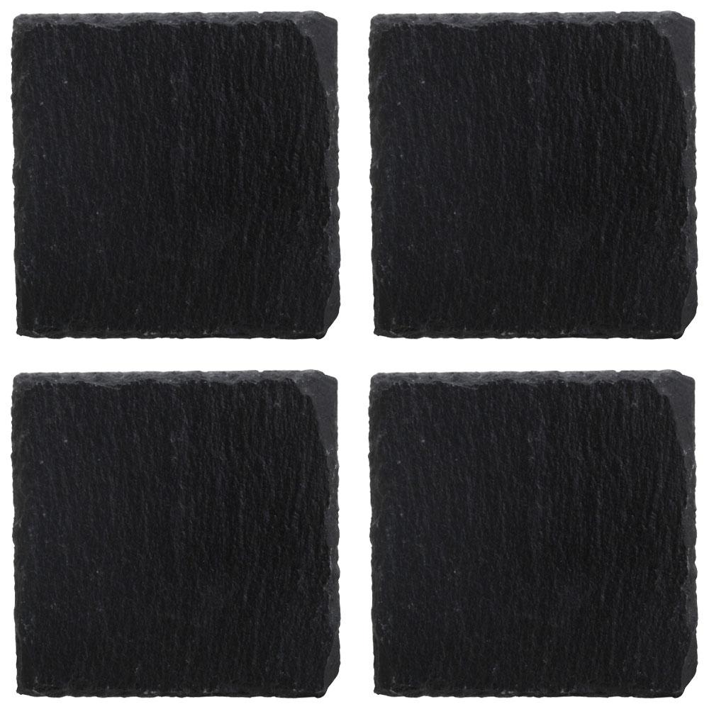 1946 Set 4 Platos de Pizarra Natural Antideslizantes 10x10 cm para Bufet, Aperitivos y Presentación de Comidas Frías y Calientes