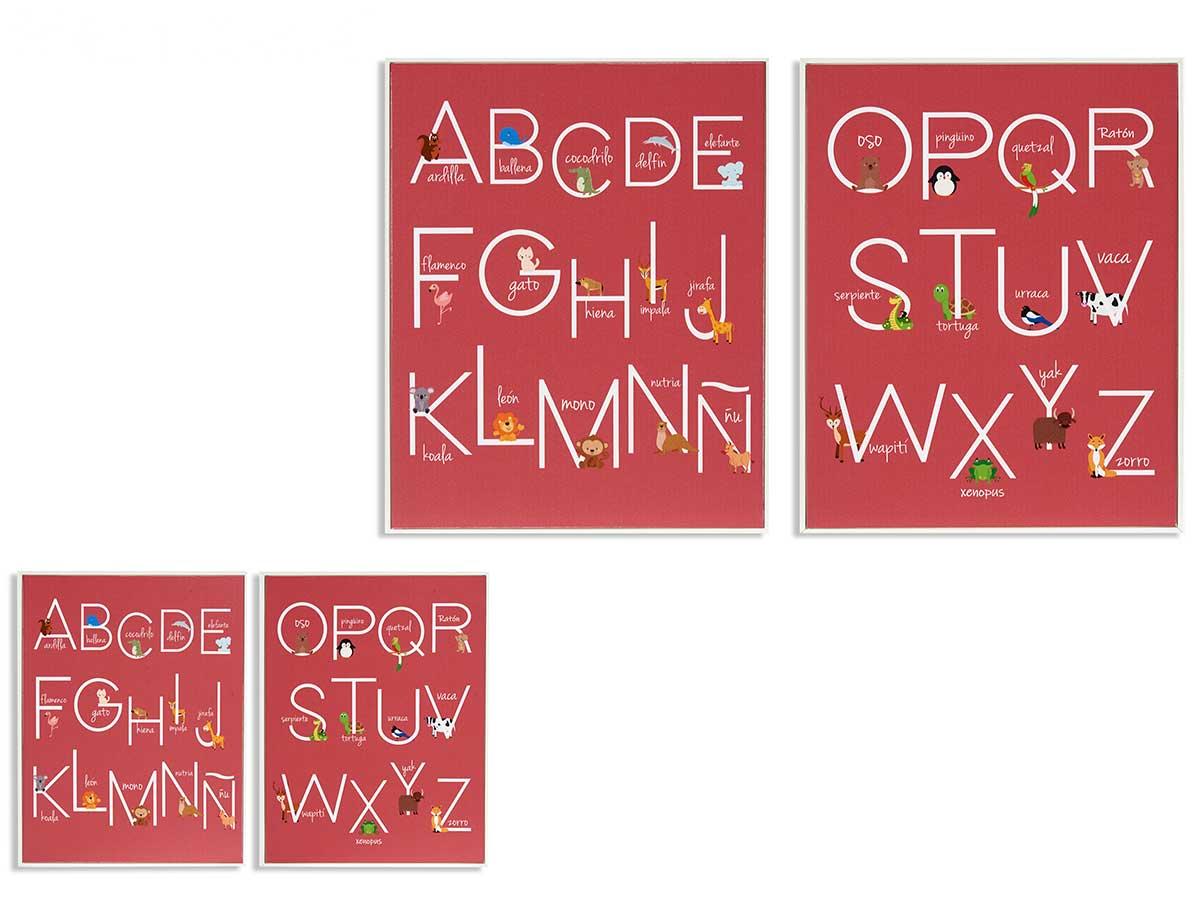 Giftdecor Cuadro Abecedario Infantil 40x50 cm Rojo (2 Unidades)