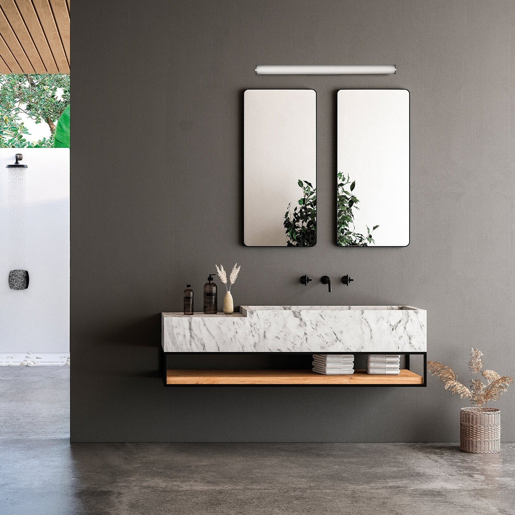 ACB Sara Aplique 16/3991-60 Opal/Cromo, LED 19W 1780lm, CRI90 I IP44, LED integrado, Kelvin 3000K-4000K Slide Switch A3991070C