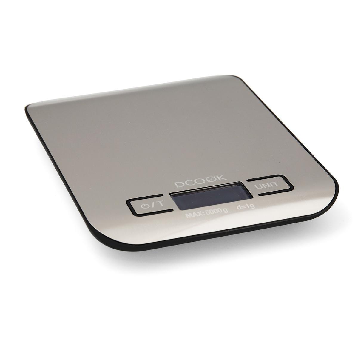 DCook Báscula de Cocina Gallery, capacidad 5 kg, de metal con acabado mate en acero, medidas 18x14x2 cm - Pack de 24 unidades